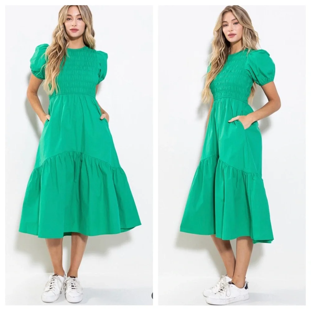 Boho Smocking Detail Tiered Maxi Dress - Picture 1 of 3